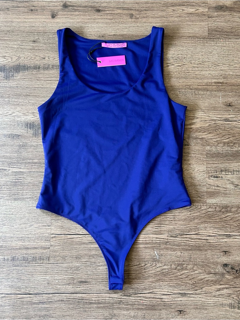 Jac Parker| Cobalt Blue Stretchy Scoop Neck Bodysuit sz L